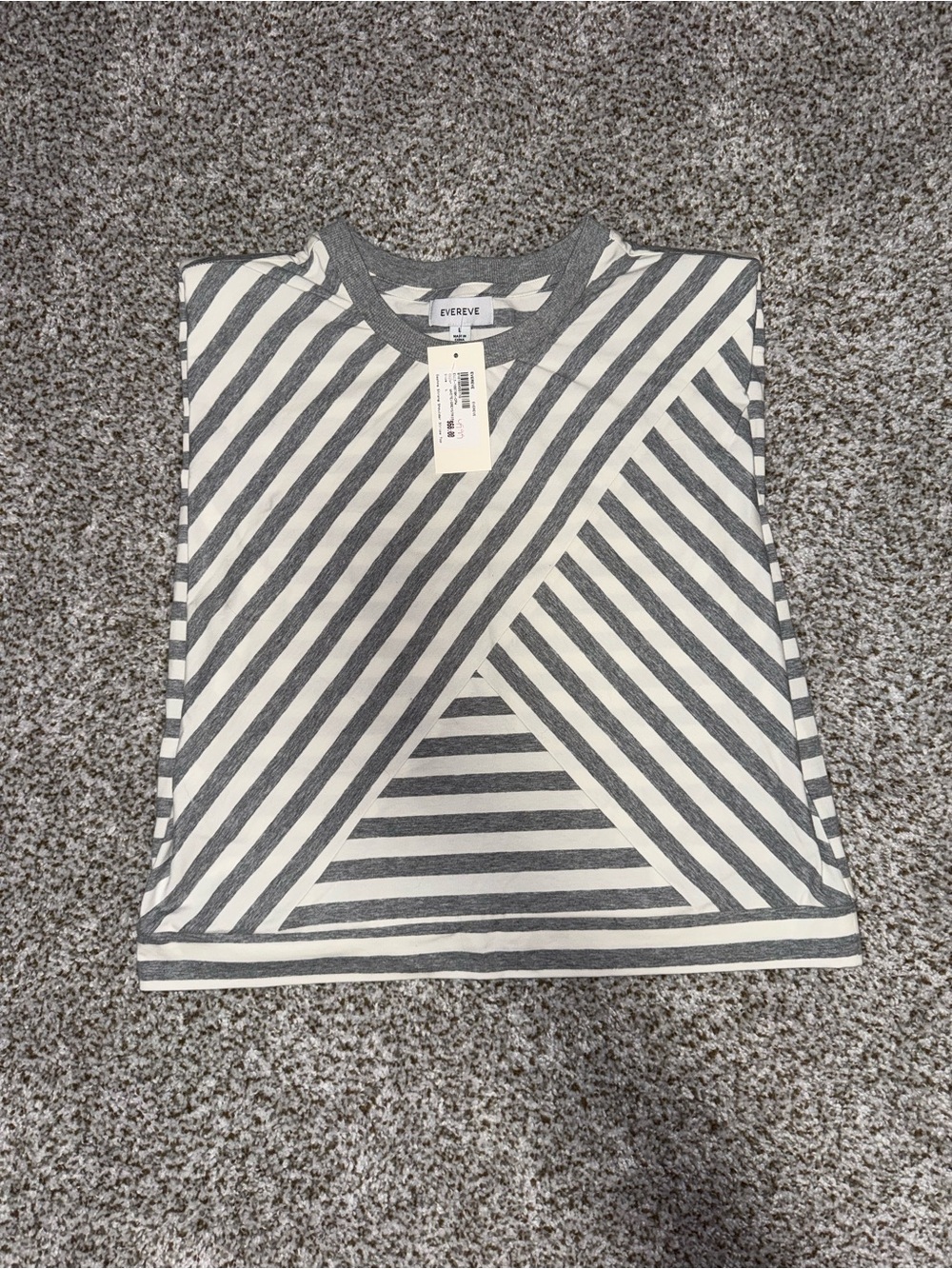 Evereve Gray & White Striped Sleeveless Top